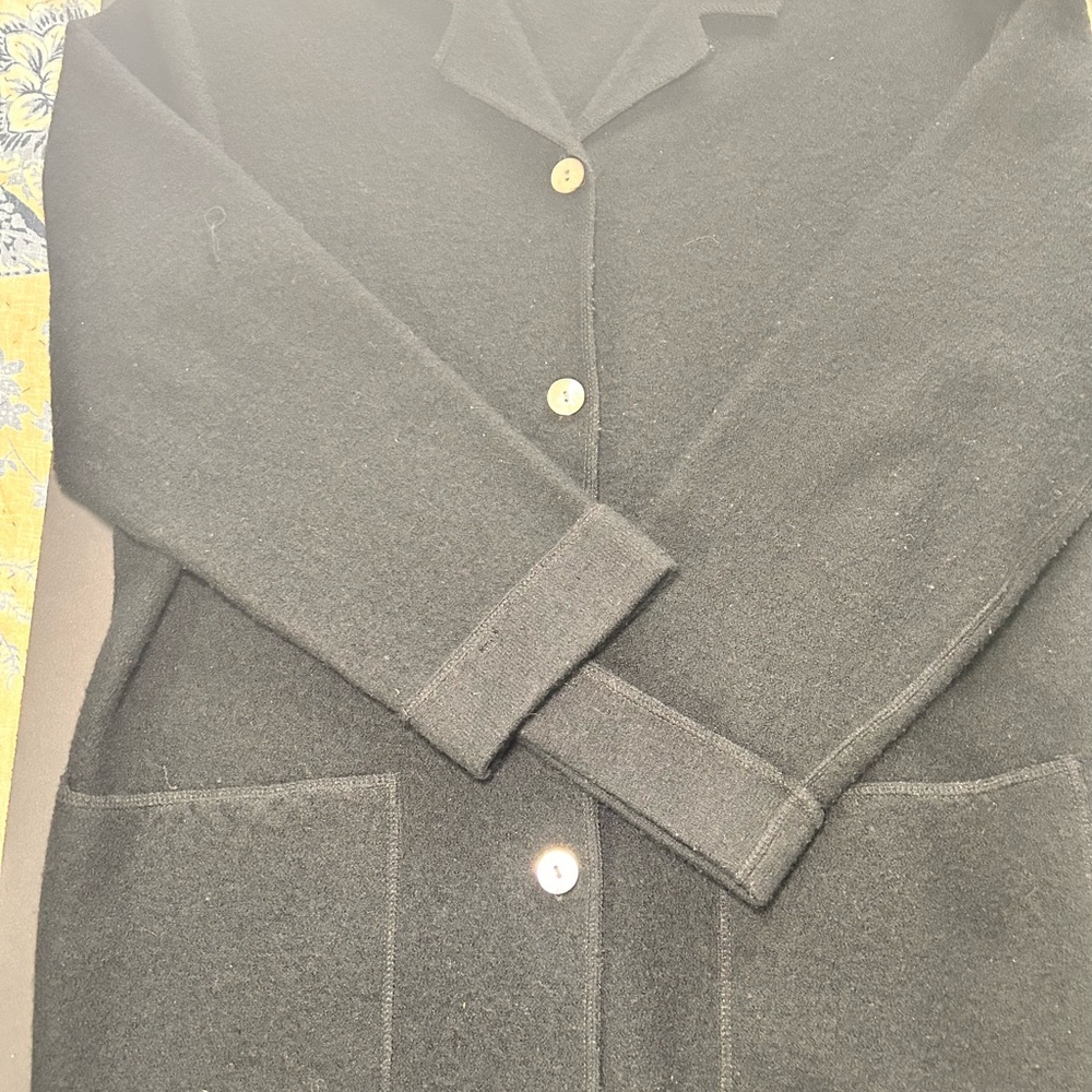 Valerie Stevens Black Button-Up Wool Sweater/Jacket Petite Small